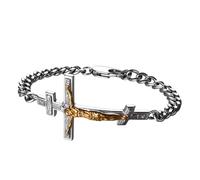 JewelryWe Bracelet Homme Croix Orthodoxe: Gourmette Homme en Acier Inoxydable Chaîne Cubaine Bijou Religieux Jésus Christ pour Prières,Cadeau pour Anniversaire, Fête des Pères, Noël