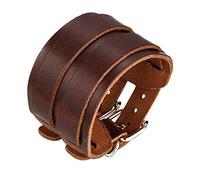 JewelryWe Bracelet Homme Cuir,Bracelet Manchette Viking Ajustable Large,Bracelet de Force Biker Fantaisie Style Rock Punk Gothique,Cadeau pour Homme