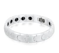 JewelryWe Bracelet Homme Poignet Manchette Poli Santé Céramique Chaîne de Main Largeur 11mm Fantaisie Couleur Noir Blanc