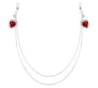 JewelryWe Chaîne Mamelon Sensuelle sans Percage: Collier Femme de Corps Poitrine avec Coeur Rouge Strass et Franges, Bijou Corporel Érotique pour Fête sur la Plage, Maillot de bain