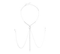 JewelryWe Chaîne Mamelon Sensuelle sans Percage: Collier Femme de Corps Poitrine avec Strass et Franges, Bijou Corporel Érotique pour Fête sur la Plage, Maillot de bain