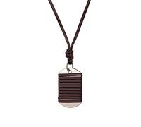 JewelryWe Collier avec pendentif pour homme, pendentif, chaîne, plaque militaire, Dog Tag, cuir alliage, marron/noir marron