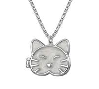 JewelryWe Collier Cadre Photo Femme: Collier Chien Pendentif Tête de chat Acier Inoxydable Souvenir Unique Style Mignon Cadeau Anniversaire Amoureux des Animaux