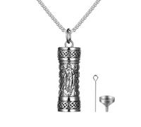 JewelryWe Collier Cendres Acier Inoxydable: Collier Unisexe Pendentif Saint Michel Archange Memorial Urne pour Chat et Vhien Médaillon Crémation Bijoux Commémoratif pour Funérailles Amulette