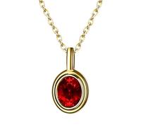 JewelryWe Collier Femme avec Pierre de Naissance: Pendentif Rond en Acier Inoxydable Doré avec Strass Cristal Étincelant Fantaisie - Bijou Réglable 45cm+5cm Cadeau d’Anniversaire,Rouge-Janvier