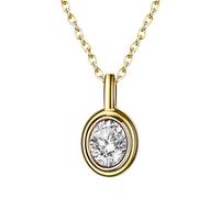 JewelryWe Collier Femme avec Pierre de Naissance: Pendentif Rond en Acier Inoxydable Doré avec Strass Cristal Étincelant Fantaisie - Bijou Réglable 45cm+5cm Cadeau d’Anniversaire,Blanc-Avril