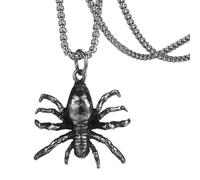 JewelryWe Collier Homme Acier Inoxydable: Collier Pendentif Araignée Noir Gothique Sombre Punk Noir avec Chaîne 60cm - Cadeau Homme Accessoire Halloween