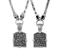 JewelryWe Collier Homme Acier Inoxydable: Pendentif Saint Georges Tuant le Dragon Bouclier Croisé Chaîne Byzantine Style Biker Gothique Cadeau Anniversaire ou Pâques