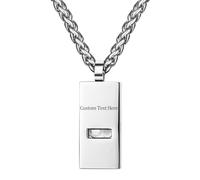 JewelryWe Collier Pendentif Homme Personnalisé: Collier Femme Homme Acier Inoxydable Pendentif Sifflet Silencieux Rectangulaire pour la Respiration Profonde - Cadeau Personnalisable,avec Gravure