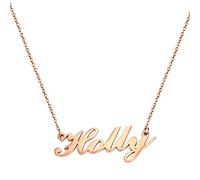 JewelryWe Collier Personnalisé en Acier inoxydable Privé de Nom Personnalisé de Mode Simple (Chloe, Or Rose)