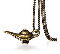JewelryWe Collier pour homme avec pendentif lampe d'Allah chaîne en acier inoxydable couleur bronze collier classique, Acier inoxydable, Pas de gemme