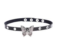 JewelryWe Collier Ras de Cou Femme: Collier Ras-du-cou Cuir Vintage avec Pendentif Papillon Choker Gothique Punk Fantaisie Réglable 37-37cm - Cadeau d'Anniversaire ou de la Saint-Valentin