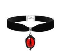 JewelryWe Collier Ras de Cou Femme: Ras du Cou Chokers en Velours Noir avec Pendentif Rubis Rouge, Style Gothique Punk pour Halloween, Accessoires Fantaisie et Cadeaux Authentiques,l’œil terrifiant