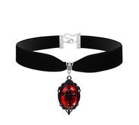 JewelryWe Collier Ras de Cou Femme: Ras du Cou Chokers en Velours Noir avec Pendentif Rubis Rouge, Style Gothique Punk pour Halloween, Accessoires Fantaisie et Cadeaux Authentiques,Croix