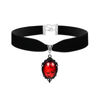 JewelryWe Collier Ras de Cou Femme: Ras du Cou Chokers en Velours Noir avec Pendentif Rubis Rouge, Style Gothique Punk pour Halloween, Accessoires Fantaisie et Cadeaux Authentiques,Chauves-souris