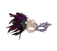 JewelryWe Masque Bal Masqué Femme Dentelle: Demi Masque Vénitien de Déguisement avec Plumes de Paon et Strass Étincelants, Accessoire Élégant pour Carnaval, Halloween ou Soirée Déguisée