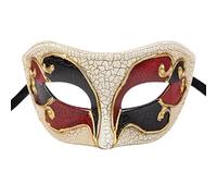 JewelryWe Masque Bal Masqué Homme: Masque Vénitien Demi-Visage Plastique Fantôme de l’Opéra Effet Craquelé Style Mystérieux pour Carnaval Halloween Noël Théâtre Soirée Déguisement