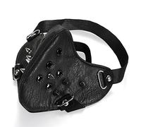 JewelryWe Masque Protection Demi Cagoule Ghost Tete de Mort Crâne Skull Airsoft Paintball Outdoor Ski Snow Surf Moto Biker Activités Extérieurs Couleur Noir PU Cuir Alliage Fantaisie