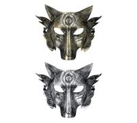 JewelryWe Masques Carnaval Venitien Homme: Lot de 2 Masques Vénitiens Loup Sauvage Bronze Vieilli pour Déguisement Bal de Maquillage Mascarade Animale- Cadeau Homme