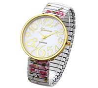 JewelryWe Montre à Bracelet Extensible Femme - Montre Simple Élégante Ultra-Claire & Facile à Lire (Blanc)
