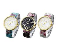 JewelryWe Montre à Bracelet Extensible Femme - Montre Simple Élégante Ultra-Claire & Facile à Lire (Blanc et Vert et Noir)