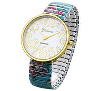 JewelryWe Montre à Bracelet Extensible Femme - Montre Simple Élégante Ultra-Claire & Facile à Lire (Vert)