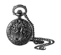 JewelryWe Montre à Gousset Arbre de Vie Vintage : Montre de Poche à Quartz Rétro Chiffres Arabes Collier Pendentif Design Symbolique Élégant Cadeau Anniversaire ou Noël
