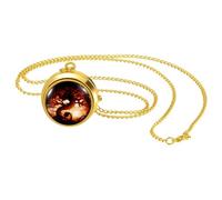 JewelryWe Montre à Gousset Halloween: Montre de Poche Vintage avec Cadran Quartz, Couvercle Rotatif Dragons et Arbre de Vie, Collier Long 78cm en Alliage - Accessoire Halloween et Cadeau Unique