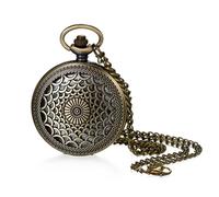 JewelryWe Montre à Gousset Homme et Femme Vintage: Montre de Poche à Quartz Fantaisie Design Géométrique Floral, Cadran Chiffres Arabes, Pendentif Collier Rétro, Cadeau Élégant pour Père, Mari