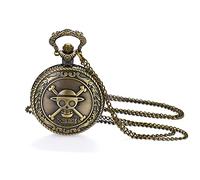 JewelryWe Montre à Gousset - Montre de Poche Montre de Chaîne de Crâne de Tête de Fantôme en Relief de Personnalité Simple en Bronze Antique