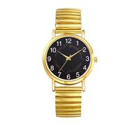 JewelryWe Montre Bracelet Elastique Femme Quartz Analogique: Montre Acier Inoxydable Extensible avec Cadran Grand Chiffre Arabe Lisible et Motif Runique, Style Élégant, Cadeau Anniversaire Noël