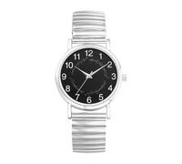 JewelryWe Montre Bracelet Elastique Femme Quartz Analogique: Montre Acier Inoxydable Extensible avec Cadran Grand Chiffre Arabe Lisible et Motif Runique, Style Élégant, Cadeau Anniversaire Noël