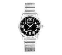 JewelryWe Montre Couple Bracelet Extensible: Montre Bracelet Elastique Doré Analogique Quartz Grands Chiffres Arabes Facile à Lire - Confort Réglable - Cadeau Anniversaire Noël Saint Valentin