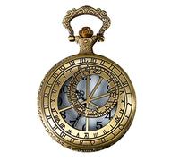 JewelryWe Montre de poche vintage en laiton avec boussole Collier 12 constellations Horloge pour cadeau de fête des Mères, chaîne de 83,8 cm