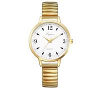 JewelryWe Montre Extensible Acier Inoxydable: Montre Bracelet Femme Élastique Simple Ajustable Analogique Quartz avec Grands Cadran Chiffres Arabes Facile à Lire - Cadeau Anniversaire Fête des Mères