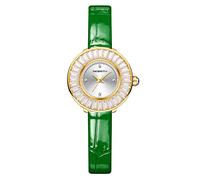 JewelryWe Montre Femme à Bracelet Cuir,Montre Femme Fantaisie Quartz Cristal,Montre Rond Analogique Simple avec Cadran Cristal Façonné et Echelles en Strass,6ATM Etanche,Cadeau pour Femme