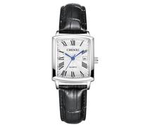 JewelryWe Montre Femme Bracelet Cuir: Bracelet Montre Femme Rectangulaire Analogique Quartz 3Atm Etanche Simple Index Chiffres Romains - Cadeau Homme Anniversaire St Valentin