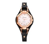JewelryWe Montre Femme Bracelet Cuir :Montre Femme Fantaisie Analogique Quartz Élégant Cadran Octogonale Chiffres Arabes Facile à Lire - Cadeau Anniversaire Saint Valentin