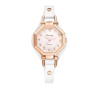 JewelryWe Montre Femme Bracelet Cuir :Montre Femme Fantaisie Analogique Quartz Élégant Cadran Octogonale Chiffres Arabes Facile à Lire - Cadeau Anniversaire Saint Valentin