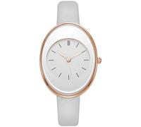 JewelryWe Montre Femme Bracelet Cuir: Montre Femme Ovale Fantaisie Vintage Élégant Analogique Quartz avec Cadran Ovale Index Simple Épuré - Cadeau Fête des Mères Anniversaire Saint Valentin