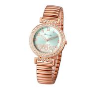 JewelryWe Montre Femme Bracelet Élastique: Montre Femme Extenible Diamant Fantaisie en Acier Inoxydable Cadran avec Étoiles à Zircon Cubique Facile à Lire - Cadeau Femme Anniversaire Fête des Mères