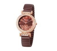 JewelryWe Montre Femme Bracelet Élastique: Montre Femme Extenible Diamant Fantaisie en Acier Inoxydable Cadran avec Étoiles à Zircon Cubique Facile à Lire - Cadeau Femme Anniversaire Fête des Mères