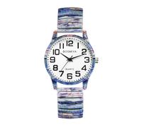 JewelryWe Montre Femme Bracelet Elastique Quartz: Montre Acier Inoxydable Imprimée Tableau Célèbre Nymphéas Fantaisie Chiffres Arabes Facile à Lire Style Bohème Cadeau Anniversaire Noël