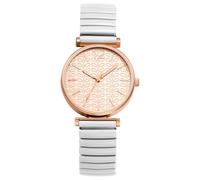JewelryWe Montre Femme Bracelet Extensible: Montre Elastique Fantaisie Analogique Quartz en Acier Inoxydable Échelle à Barres Minimaliste Élégant - Cadeau Femme Anniversaire Fête des Mères