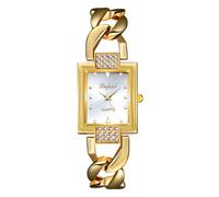 JewelryWe Montre Femme Rectangulaire Fantaisie: Bracelet Montre Femme Acier Inoxydable Analogique Quartz à Bracelet Creux Cadran avec Strass - Cadeau Femme Anniversaire Fête des Mères