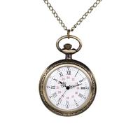 JewelryWe Montre Gousset Homme Vintage: Montre de Poche à Quartz Rétro Bronze 24 Heures et Échelles Chiffres Romains Collier Pendentif Vintage en Alliage - Cadeau Anniversaire Fête des Pères