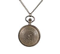 JewelryWe Montre Gousset Homme Vintage: Montre de Poche à Quartz Zodiaque Antique Index Chiffres Arabes Cadran Pendentif Collier Alliage Fantaisie Couleur Bronze - Cadeau Anniversaire
