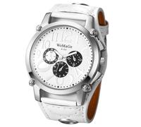 JewelryWe Montre Homme Bracelet Cuir:Montre Homme Gros Cadran Rond Steampunk et Rock Analogique Quartz Montre à Aiguilles avec Large Bracelet Cuir Facile à Lire - Cadeau Anniversaire Fêtes des Pères