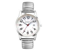 JewelryWe Montre Homme Bracelet Extensible: Montre Bracelet Elastique Acier Inoxydable Analogique Quartz Grands Chiffres Facile à Lire Simple avec Calendrier - Cadeau Anniversaire Fête des Pères