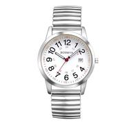 JewelryWe Montre Homme Bracelet Extensible: Montre Bracelet Elastique Acier Inoxydable Analogique Quartz Grands Chiffres Facile à Lire Simple avec Calendrier - Cadeau Anniversaire Fête des Pères